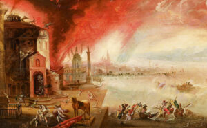 The Burning of Troy, by Agostino Tassi; painted ca. 16th-17th centuries